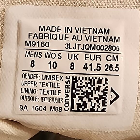 Converse Chuck Taylor High Top Black White Women's 10/Men's 8 Classic Sneakers - Picture 7 of 7